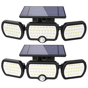 Solar Lights Outdoor 3 Heads, JESLED 80 LED Solar Motion Sensor Beveiligingslamp, IP65 Waterdichte Duurzame Zonne…