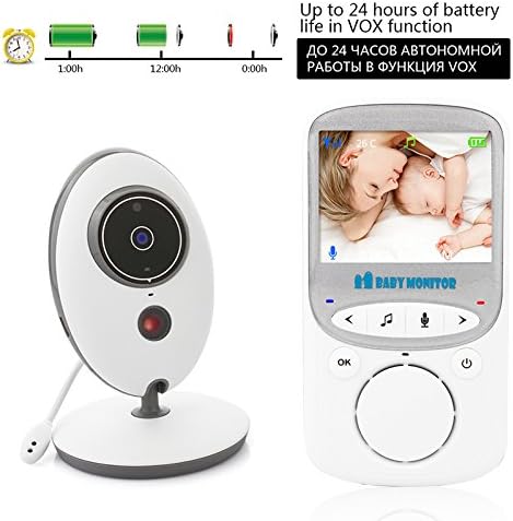BW Video Baby Monitor Baby Monitors with Two Way Audio, 2.4 Inch Display, Room Temperature Monitor, Night Vision, 70 Degree Lens - Image 5