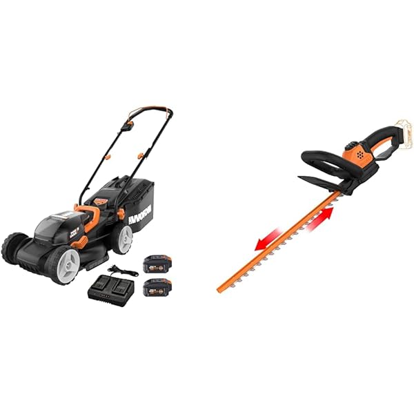 Image of Worx WG801 cordless lawn mower at Amazon