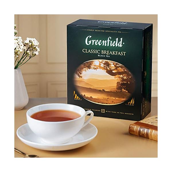 GREENFIELD CLASSIC BREAKFAST | Originaler FrÃ¼hstÃ¼ckstee | Der feinste schwarze Tee | Schwarztee 100 teebeutel | Hochwertiger | Black Tea | 100 Tea Bags | Gluten-frei | Kosher | 200g – Bild 5