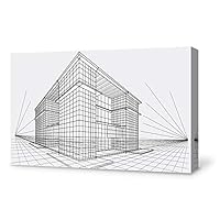 Canvas Wall Art Construction Sketches Canvas Prints Home Artwork Decoration for Living Room,Bedroom - 12x18 inches
