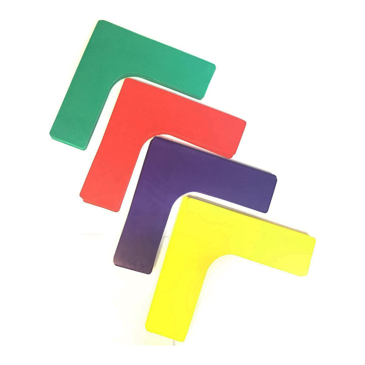 Splay Corner Shaped Rubber Markers (Set of 4) Indoor Outdoor Floor Spots Speed Agility Training Set Kit, Multi Color and Durable