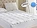 WhatsBedding 5 Inch Feather Bed Mattress Topper, 100% Cotton Fabric, Pure White, 60x80 inch