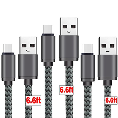 USB Type C Cable,[3Pack][6ft],by Ailun,Fast Speed 3.0A Type-C to USB A Sync & Charging Nylon Braided Cable for Samsung Galaxy S9/S9+ and More Smartphone&Tablets [Greyblack]