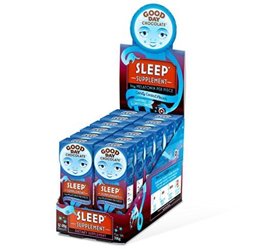 Good Day Chocolate - Milk Chocolate with Pharmaceutical Grade Nutraceuticals for Sleep - Health Supplement with Melatonin & Chamomile {Sleep, 12 Pack}