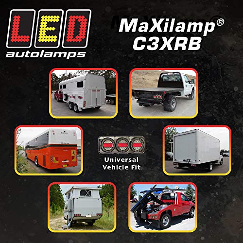 LED Autolamps Maxilamp C3XRB 14.5" Rear LED Tail Light [12v/24v] [Brake/Tail/Turn/Reflector] [DOT/SAE Certified] [90 LEDs] [IP67 Waterproof] for Truck/Trailer/Ute/Pickup/Caravan/RV/Bus/Camper - Thumbnail 3