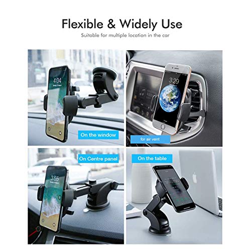 Sedioso Car Phone Mount,Universal Car Phone Holder for Dashboard,Air Vent,Windshield,Washable Suction Cup Compatible with iPhone Xs/XS MAX/XR/X/8/8+/7/6,Galaxy S7/8/9/10,Note 7/8/9/10,Google,LG,Etc - Thumbnail 2