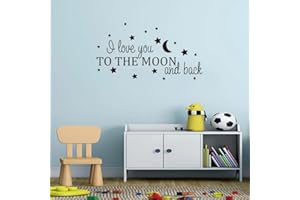 ANFRJJI I Love You to The Moon and Back Wall Stickers - Removable Vinyl Decals for Children's Bedrooms, Family Playrooms, and Classroom - DIY Graphic Arts to Inspire and Decorat (Black-JZY029-to moon)