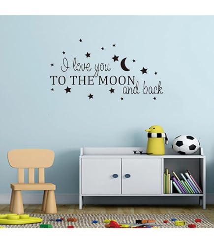 "I Love You To The Moon And Back" Wall Decal - 23x18" Nursery Quote Sticker, Motivational Wall Art