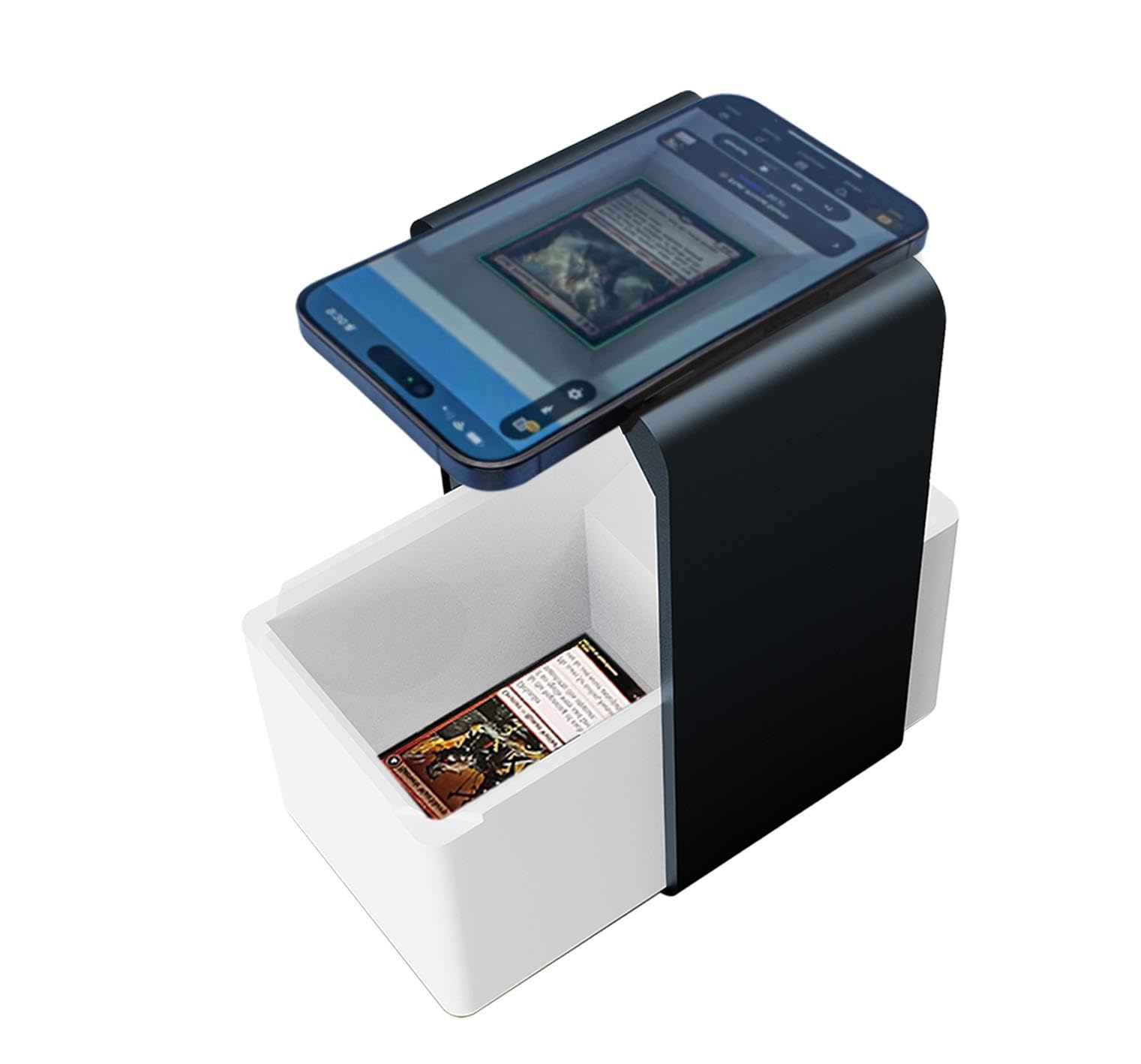 Photo 1 of Trading Card Scanner Stand for MTG Cards, Trading Card Scanner Stand for MTG Cards, TCG Card Assist– Anti-Glare Batch Scanning, Portable Nest Design, Universal App Compatibility
