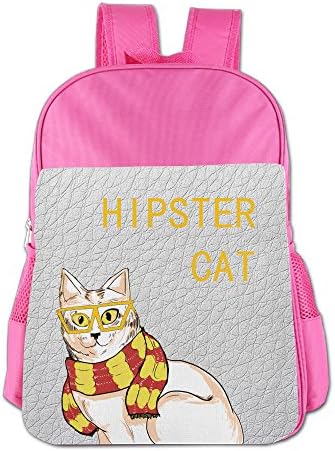 Hipster Cat With Chaming Scarf Casual Backpacks Kids Bookbag