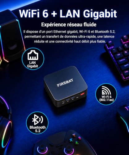 FIREBAT Mini PC R3, AMD Ryzen 3 4300U, 16Go LPDDR4 RAM 512Go SSD, Triple Affichage 4K, WiFi 6 Bluetooth 5.2, Ordinateur Compact Silencieux Extensible pour Bureau Domestique