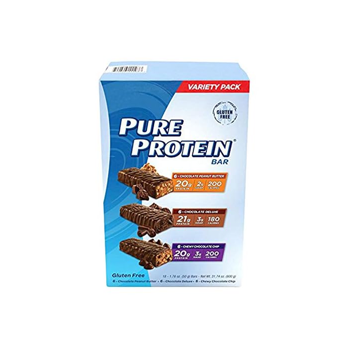 Pure Protein Bars, High Protein, Nutritious Snacks to Support Energy, Low Sugar, Gluten Free, Variety Pack, 1.76 oz Pack…