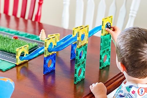 Learn & Grow Magnetic Marble Run Expansion Pack - 85PCs Ultimate Marble Race Track, Magnet Tiles Accessories, Magnetic Ball Track, STEM Building Toys - Construction Toys for Toddlers & Kids Age 3+