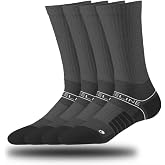 Strideline 4-Pack Premium Combed Cotton Unisex Crew Socks &ndash; Cushioned, Moisture-Wicking, All-Day Comfort