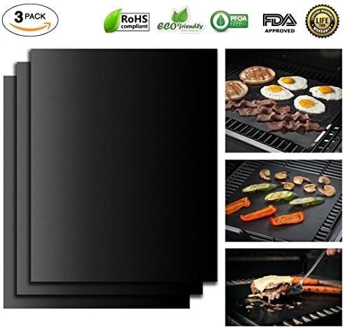 BBQ Grill Mat &amp; Baking Pads Set of 3 - Heavy Duty, Non stick BBQ Grilling Mats 15.75 x 13 Inch - MadeMarle