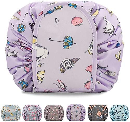 TOPSEFU Lazy Drawstring Make up Bag Portable Large Travel Cosmetic Bag Pouch Travel Makeup Pouch Storage Organiser For Women Girl (swan)
