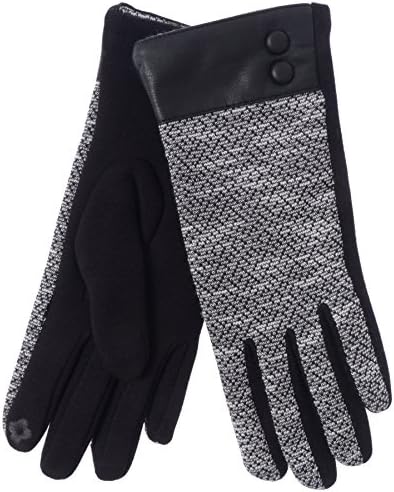 Alpine Apexx Women's Warm Touch Screen Leatherette Wrist Gloves with Button Clasp (Black)