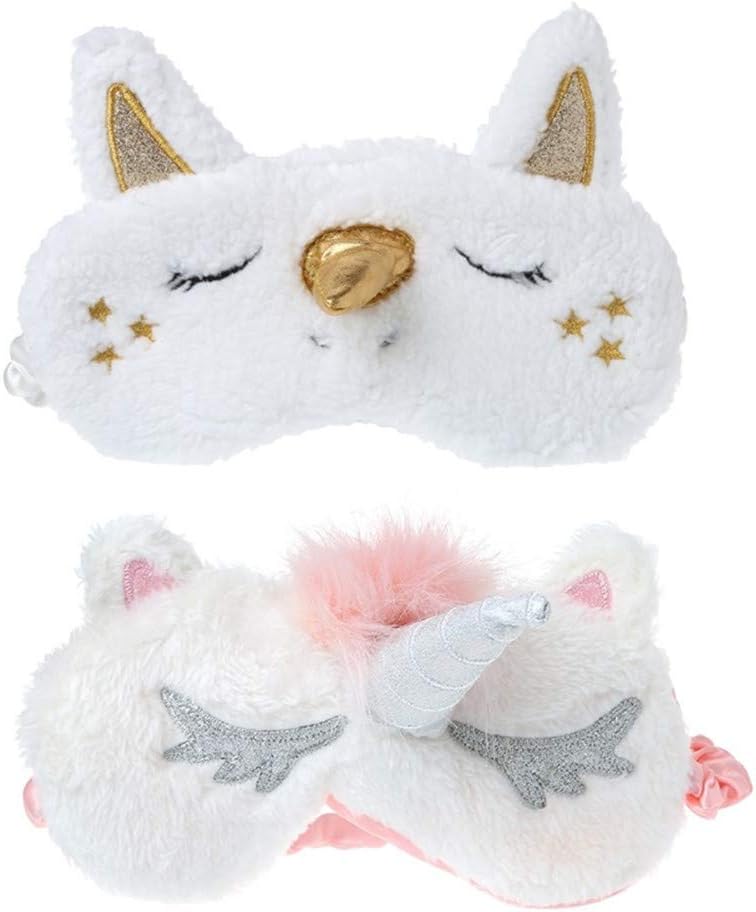 2 Pcs Unicorn Eye Mask, 3D Fluffy Sleep Eye Mask Sleeping