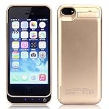 iPhone 5/5C/5S/SE Battery Case, SinoPro Portable Slim Extended Battery Case Mobile Protective Charging Case with 4200mAh Capacity Kick Stand LED Indicator for iPhone 5/5C/5S/SE (Gold)