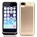 iPhone 5/5C/5S/SE Battery Case, SinoPro Portable Slim Extended Battery Case Mobile Protective Charging Case with 4200mAh Capacity Kick Stand LED Indicator for iPhone 5/5C/5S/SE (Gold)
