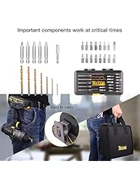 TECCPO - Taladro inalámbrico sin escobillas, 20 V, 60 Nm, con 2 baterías de 2,0 Ah, 30 min de carga rápida, 21 + 3 ajustes de torsión, 29 accesorios , 2 velocidades, 0.512 in