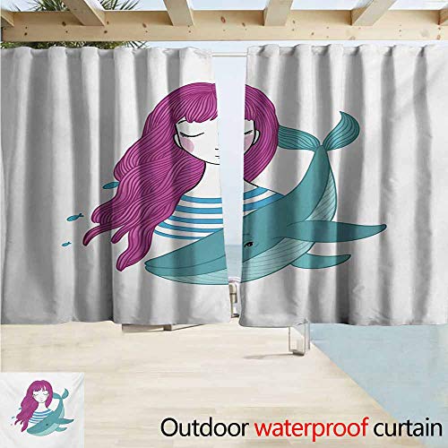 Zmacdk Girls Outdoor Curtain Panel For Patio Illustration Of A