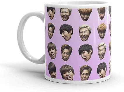 Amazon Bts 防弾少年団 おもしろいderp Faces Gradient ピンクマグ 11オンス ホワイトセラミック Gocontigo グラス タンブラー 通販