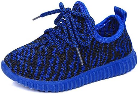 CAIKO Baby Boy Girls Breathable Kint Lace-up Running Shoes,Walking,Outdoor,Exercises,Athletic Sneakers EU22 Blue