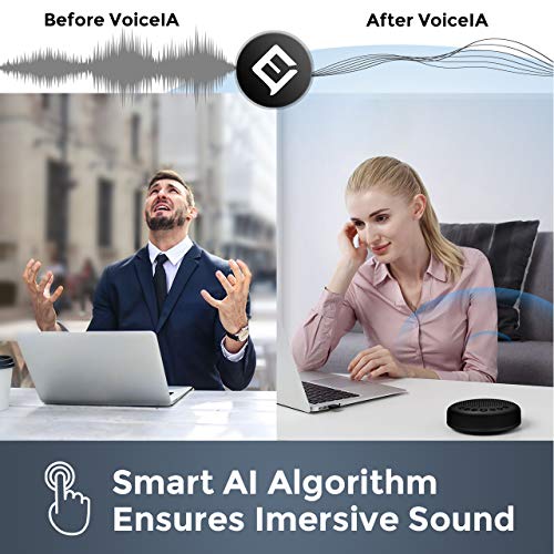 Bluetooth-Speakerphone--eMeet-Luna-Computer-Speakers-with-Microphone-wEnhanced-Noise-Reduction-Algorithm-Daisy-Chain-wDongle-USB-Speakerphone-for-Home-Office-360-Voice-Pickup-for-8-People-Black