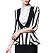 Ashlen Womens Fashion Classic Black & White Striped Peplum Fitted Blazer Jacket