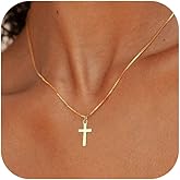 NIXMAX Small Cross Necklace for Women Dainty 14K Gold Silver Plated Cross Pendant Necklace Everyday Simple Cross Charm Choker Minimalist Religious Jewelry Cute Trendy Gifts