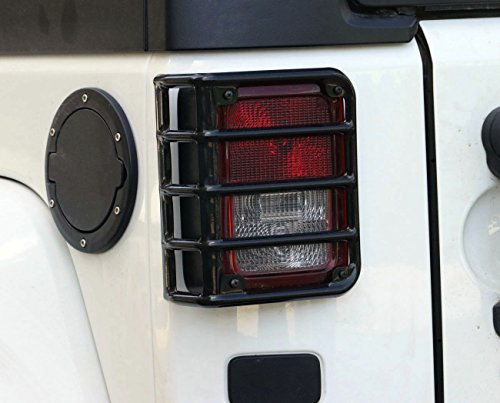 Bentolin Light Black Rear Euro Tail Light Guard Cover Protector 2007-2017 Jeep Wrangler JK Sahara Rubicon - Pair