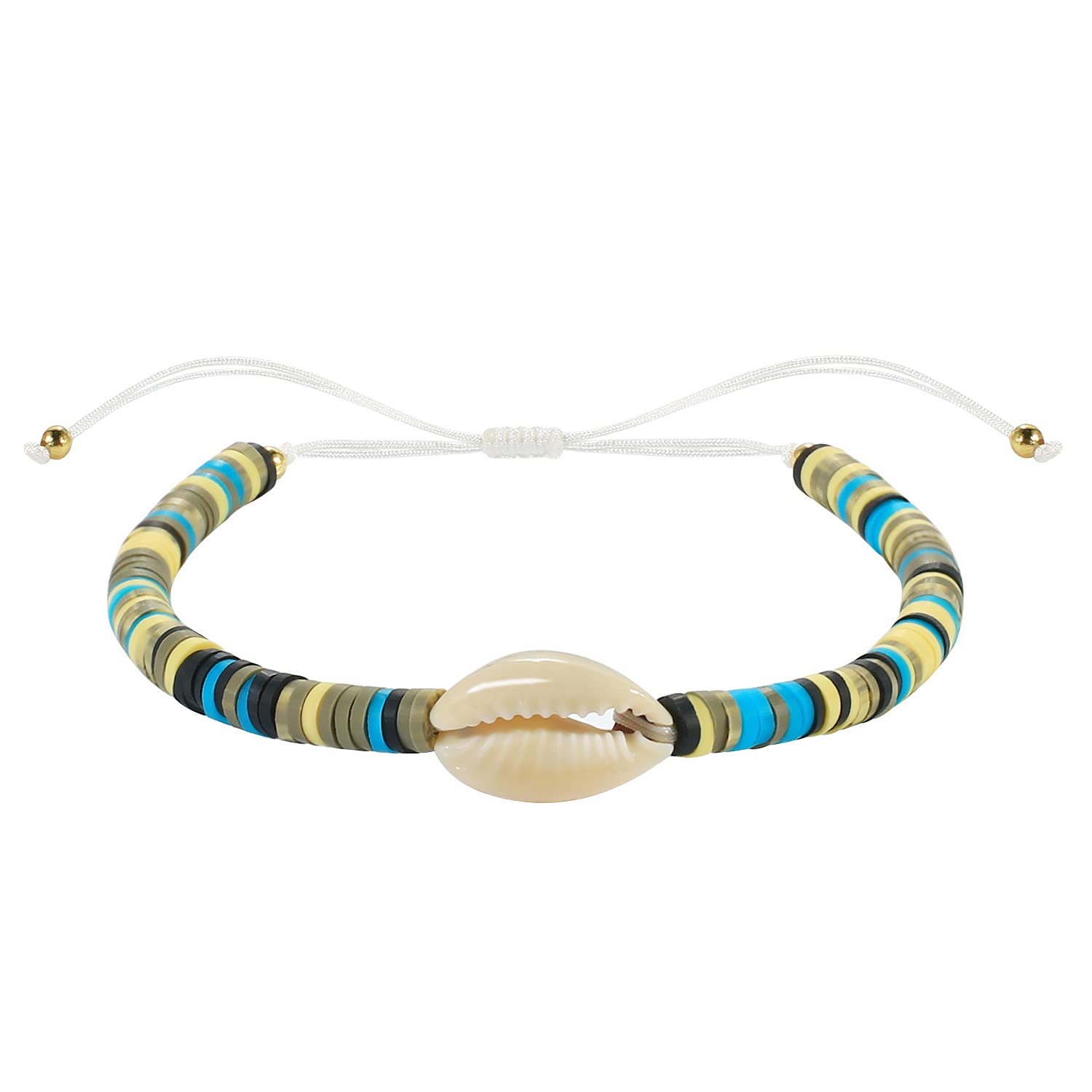 C·QUAN CHI Natural Cowrie Shell Bracelets Handmade Heishi Adjustable Bracelets Bohemian Beautiful Bracelets 11F