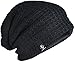 Mens Slouchy Long Beanie Knit Cap for Summer Winter Oversize (B08-Black)