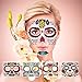 Temporary Face Tattoo,4 Kits Tattoos Sugar Skull Stickers Day of The Dead Makeup, Face Tattoo Rose Design for Halloween, Masquerade and Parties (Face stickers)