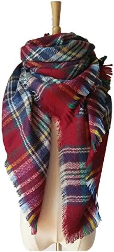 Chunky Plaid Oversized Blanket Fall Fashion Scarf Warm Shawl Wraps Cozy Large Tartan Scarves