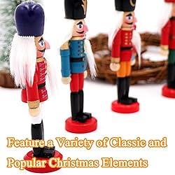 Jolik 6 PCS Nutcracker Ornament Set Wooden