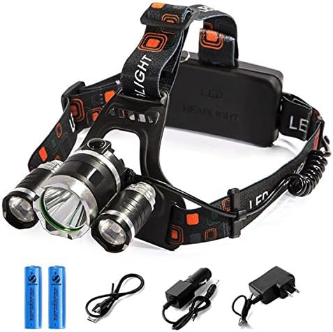 LED Headlamp Flashlight Kit, RFWIN Portable Rechargeable Waterproof Adjustable Brightest Headlight, 10000-Lumen Head Light with 18650 Rechargeable Batteries for Hunting Fishing Camping Night-Work