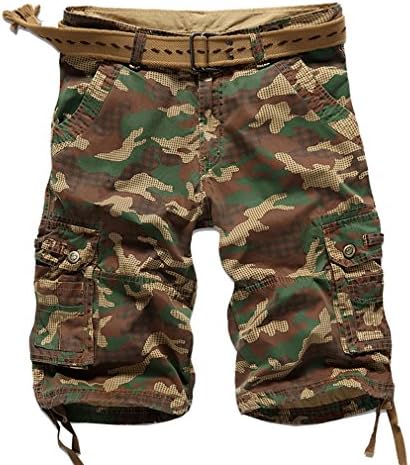 Men's Camo Fifth-pants Loose Fit Multi-pocket Beach Shorts Earth Yellow 36