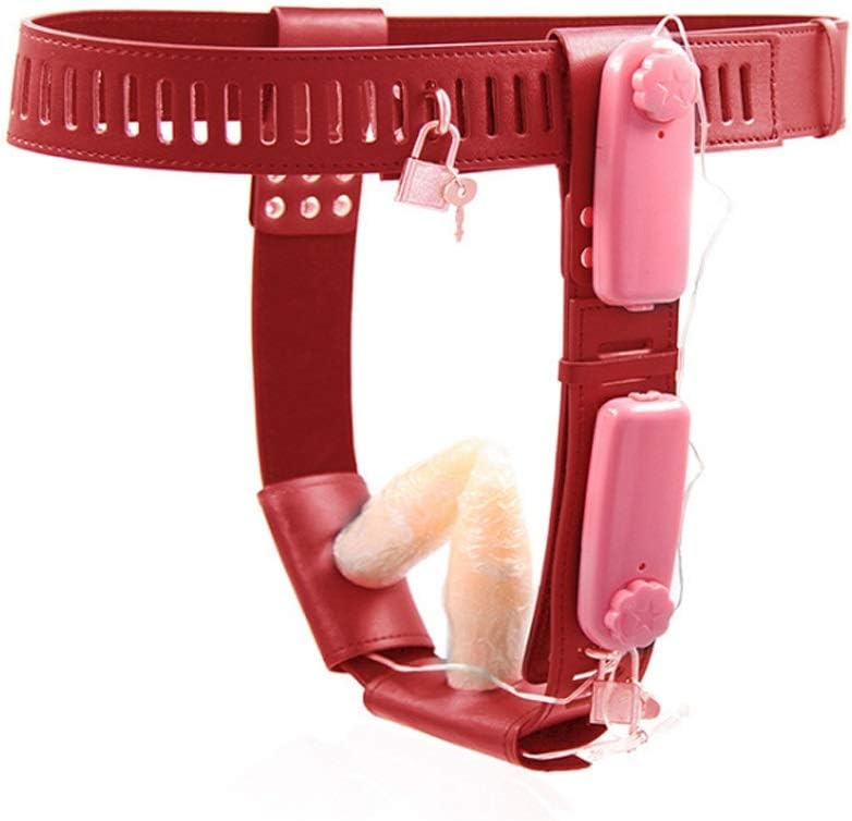 YYBB Underwear Chain Thong Sexy Triangle Underwear Women Wear Pants Shorts Chastity Pants with Flesh-Colored Anal Plug T-Shirt, Sunglasses (Color : Red)