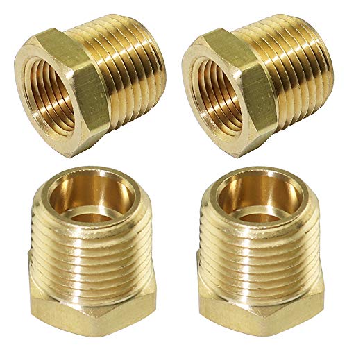 KOOTANS 4pcs Heavy Duty 1/4" NPT Male Thread to 1/8" NPT Female Thread Brass Reducer Hex Bushing Brass Fitting Pipe Hose Tube Adapter Convert - Thumbnail 7