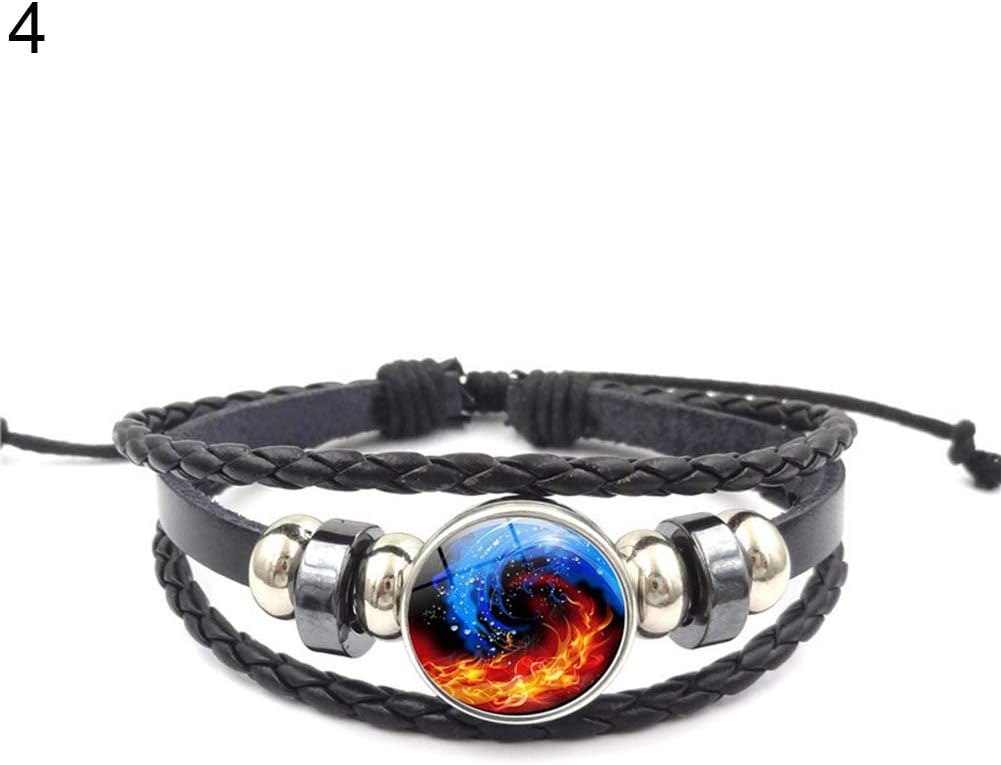 Charm Bracelets Birthday Gift Jewelry Accessories & Vintage Unisex Yin Yang Pattern Multi layer Faux Leather Adjustable Bracelet