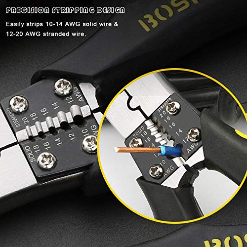 BOSI 8” / 205mm Seitenschneider, präzises Schneiden bis Ø 3,0 mm, Abisolier/Crimper/Schneide/Klemmung funktion Diagonal… – Bild 4