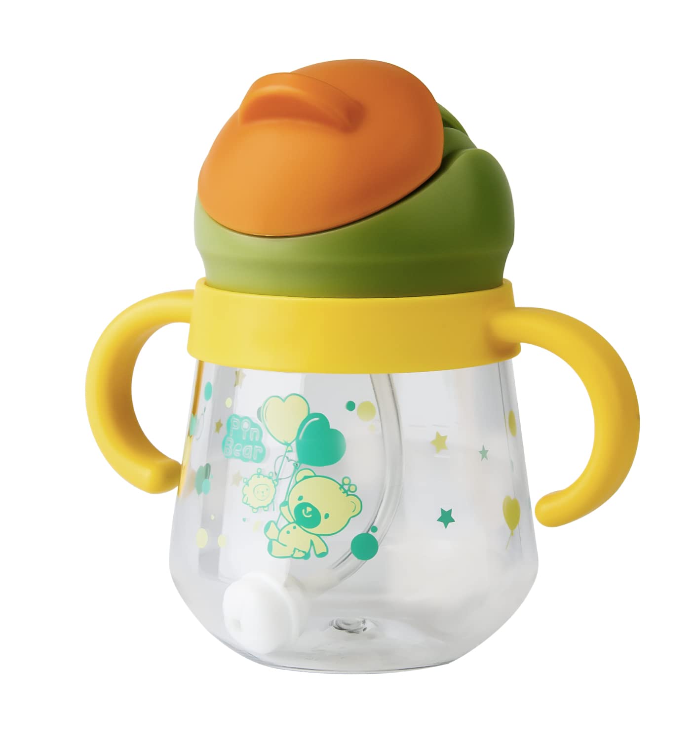 Qshare Baby Sippy Cup 6 Months+, 260ml Baby Straw Cup with Handles,Non-Spill, Leak Proof,100% BPA Free,Trainer Cup for Babies,Portable Toddler Cups 360° Weighted Straw,Easy to Hold,Yellow