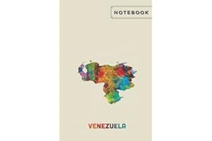 Paperback notebook: A colorful artistic minimalistic notebook with a map of Venezuela with a wide ruler, a diary for women, a