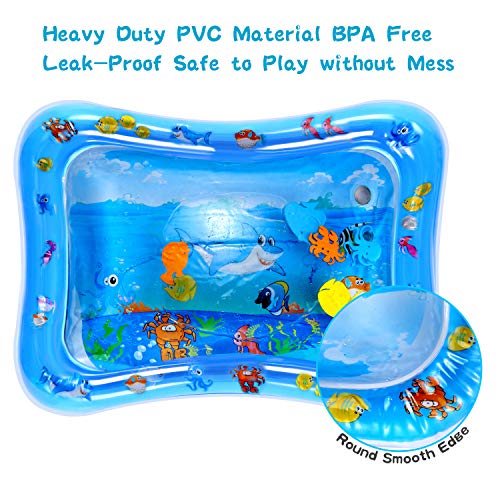  Water Play Mat, FYLINA Tummy Time Water Mat Inflatable Baby Play Mat for Infants, Leakproof BPA Free Sensory Toy Fun Activity Play Center for Baby's Stimulation Growth (26"x20") 