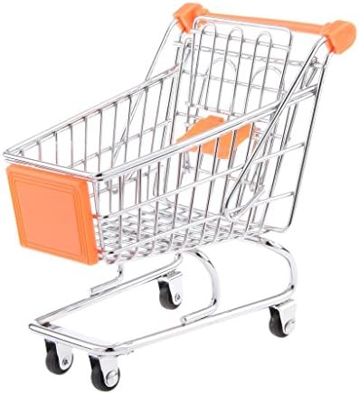 YOUTO Mini Shopping Cart Supermarket Handcart Trolley with Seat Rolling Wheels(Orange)