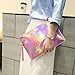 Fashion Women's Holographic Leather Clutch Bag Purse Simple Fashion Laser Envelope Evening Wristlet Handbag, portable waterproof Fashion Focus Cosmetic bag,Shining Evening Bag, Wedding Party (Pink)