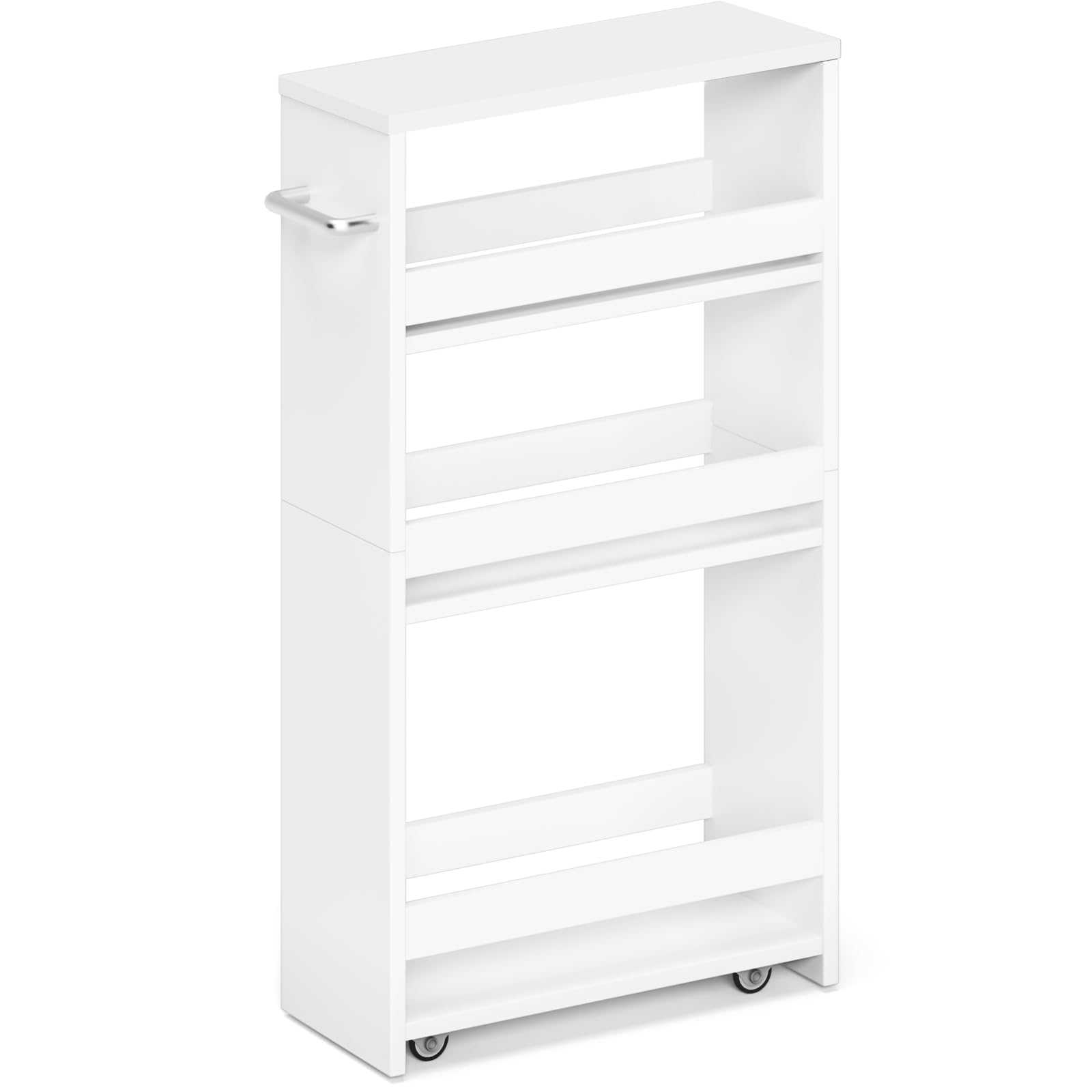 Photo 1 of MARTY White Slim Storage Cart with Wheels, 4 Tier Rolling Utility Cart with Handle Slide Out Shelving Unit Organizer Trolley for Laundry Kitchen Bathroom Narrow Places Small Corner